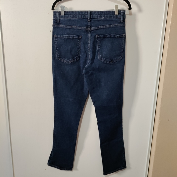 Barbara Casasola Dark Wash Blue Denim Straight Leg Boot Cut Jeans High Rise - Picture 6 of 12